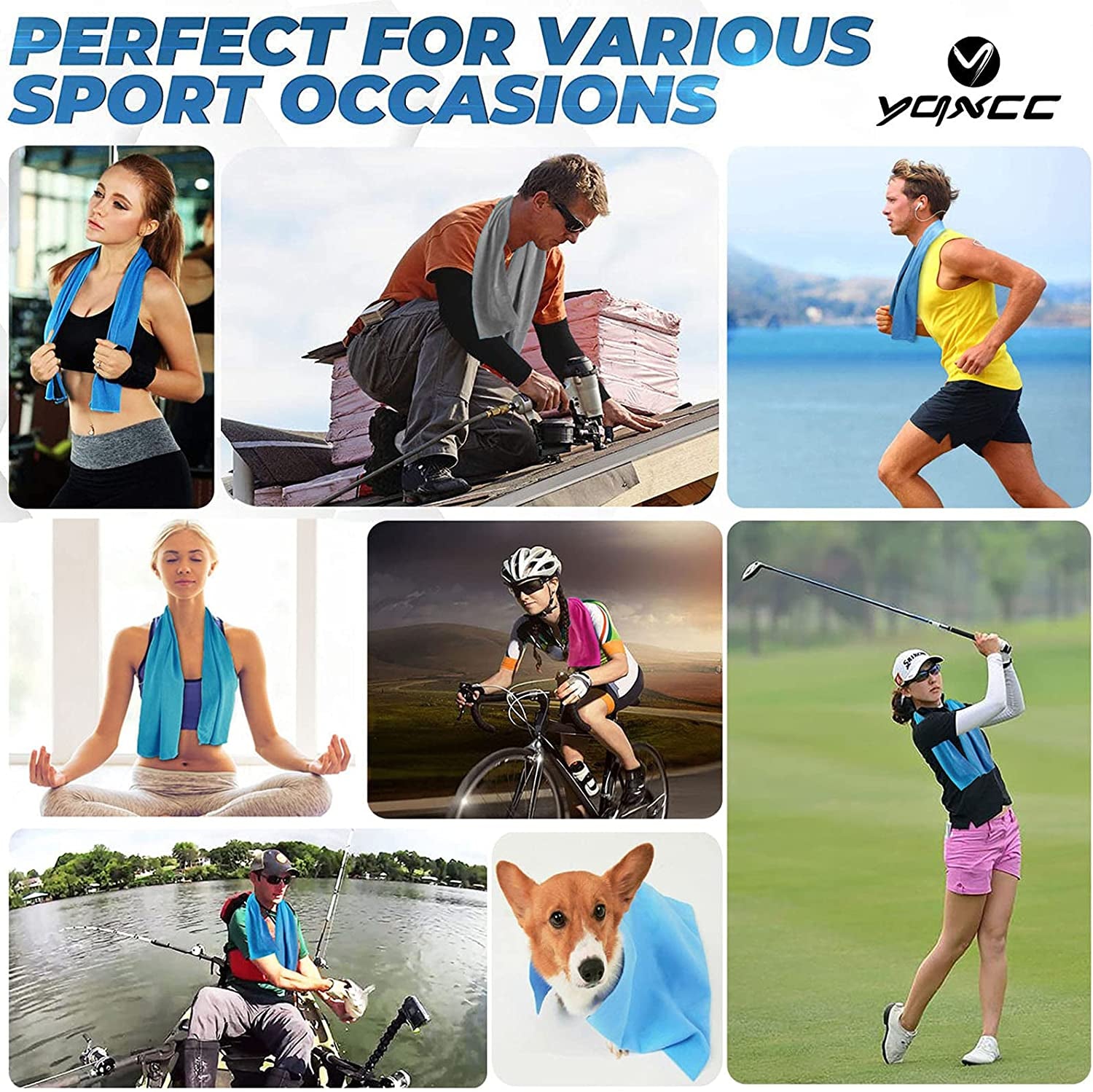 Cooling Towels | 4 Pack 47"X12" | Ice Cool for Neck | Microfiber Soft Breathable Chilly | for Yoga, Sports, Golf, Gym, Camping, Running, Fitness, Workout & More Activities